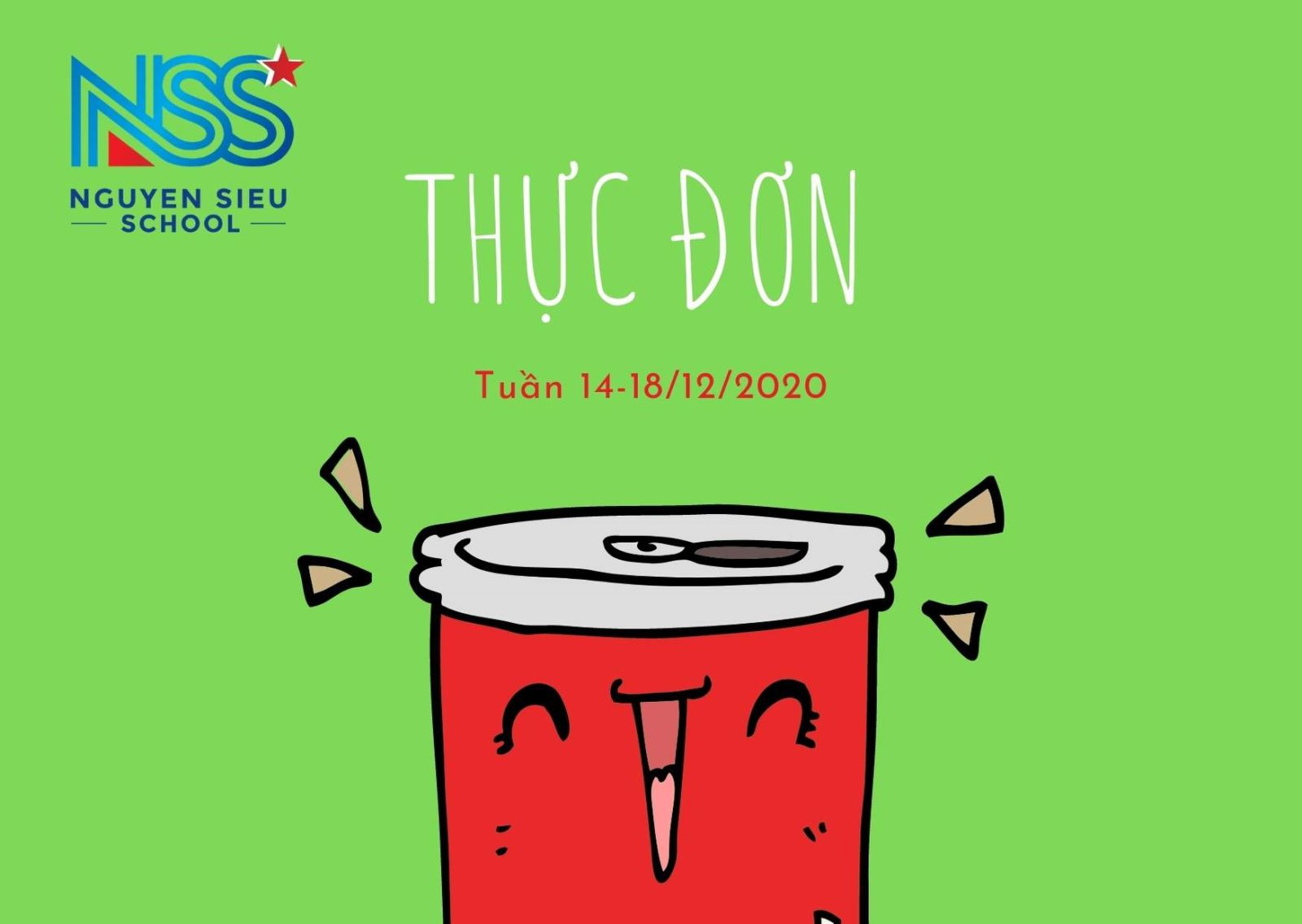 Thực đơn tuần từ 14-18/12/2020