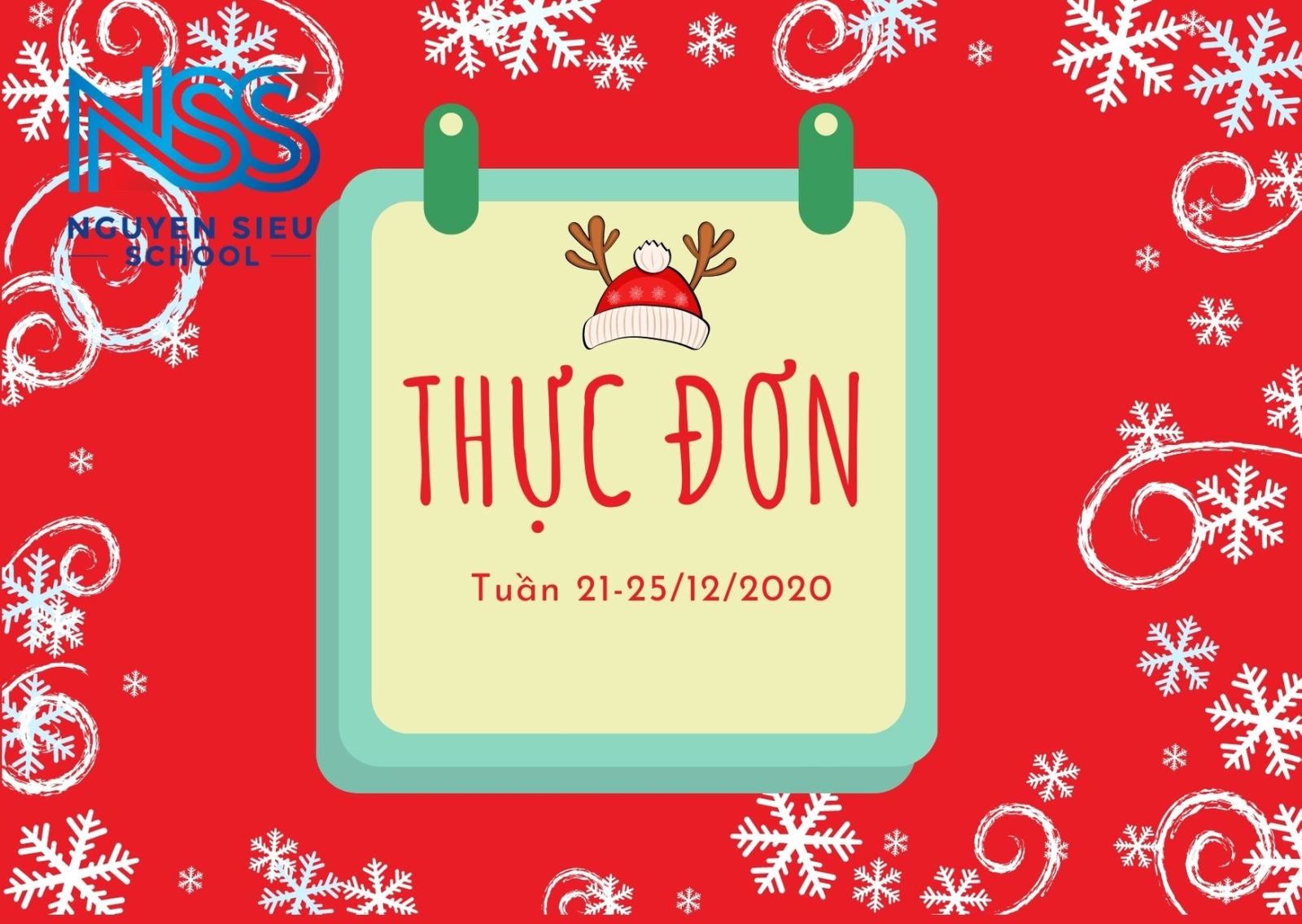 Thực đơn tuần từ 21-25/12/2020