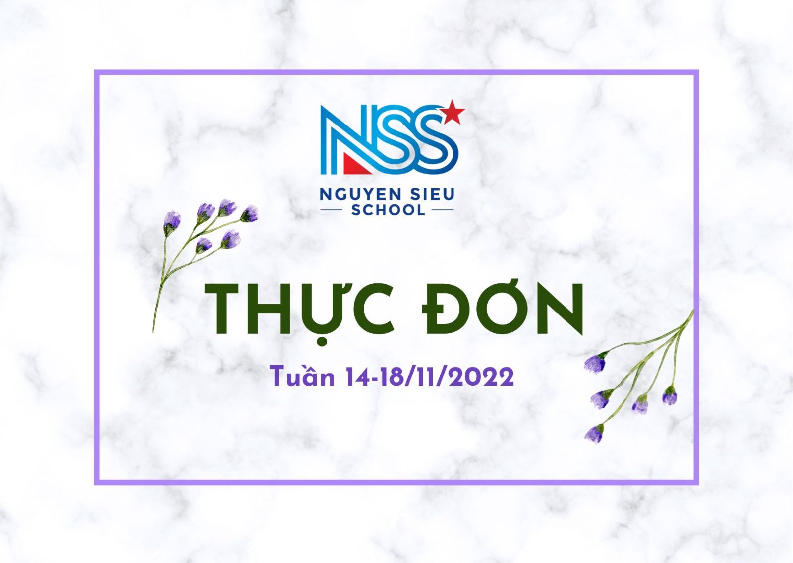 Thực đơn Tuần 14-18/11/2022