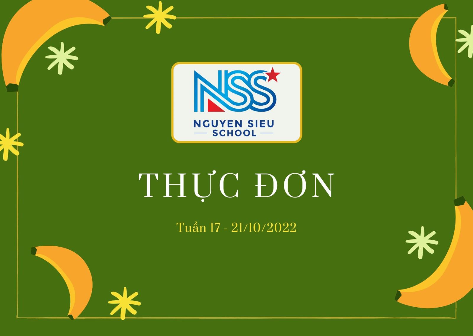 Thực đơn Tuần 17 - 21/10/2022