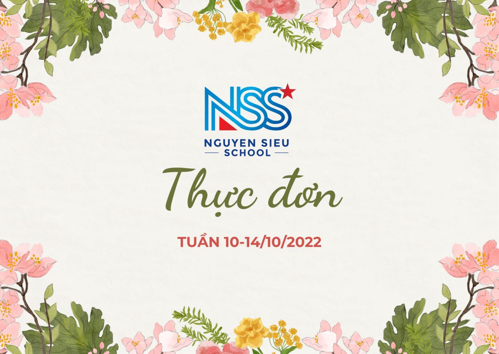 Thực đơn Tuần 10 - 14/10/2022