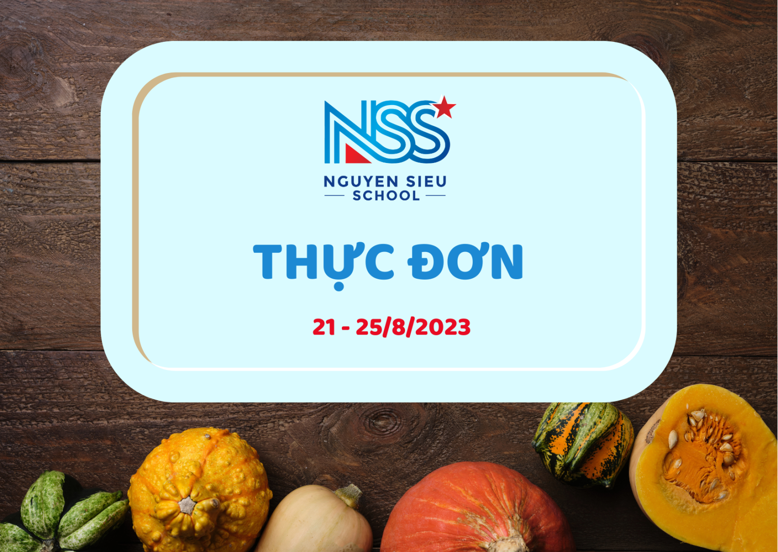 Thực đơn tuần 21 - 25/8/2023