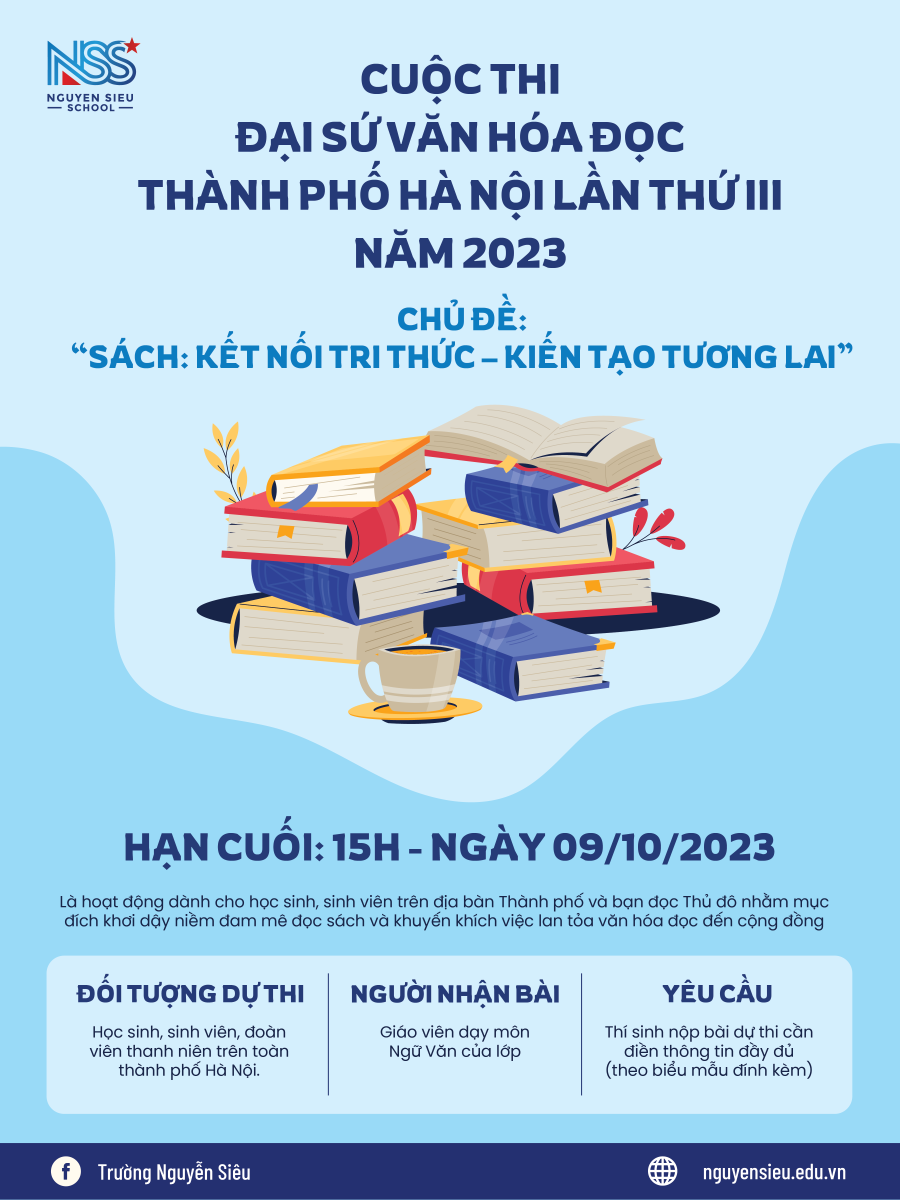 HỌC SINH NGUYỄN SIÊU HƯỞNG ỨNG CUỘC THI ĐẠI SỨ VĂN HOÁ ĐỌC HÀ NỘI 2023