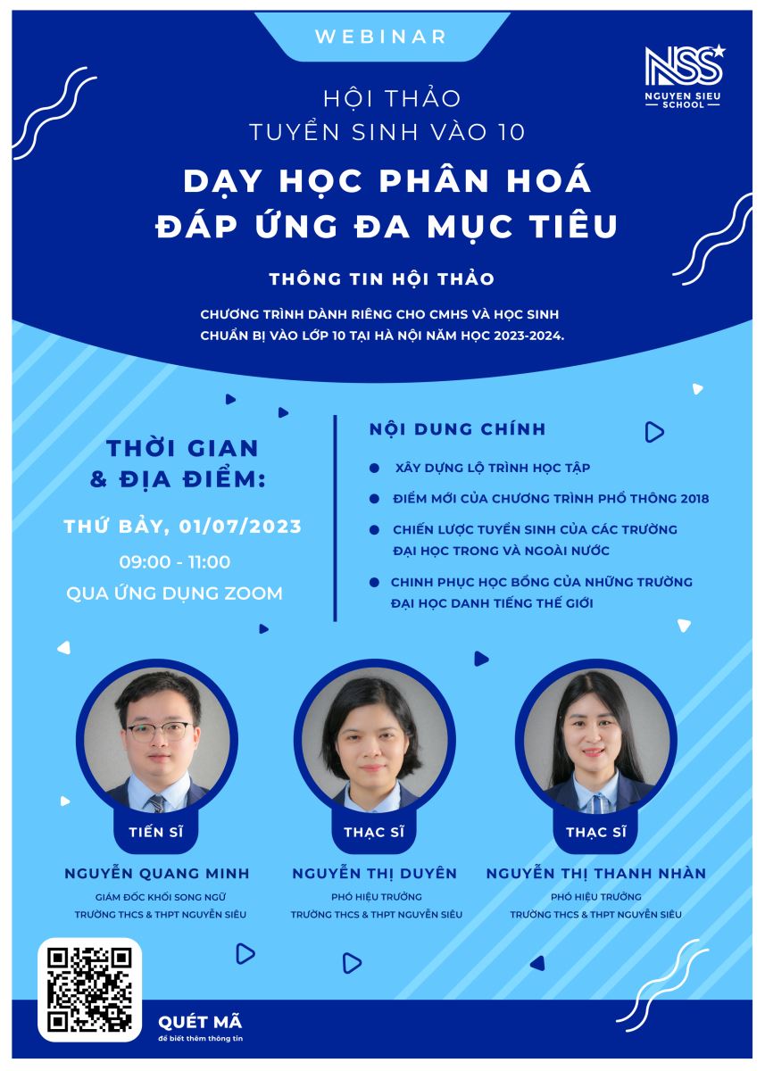 WEBINAR TUYỂN SINH VÀO 10: "DẠY HỌC PHÂN HOÁ - ĐÁP ỨNG ĐA MỤC TIÊU"