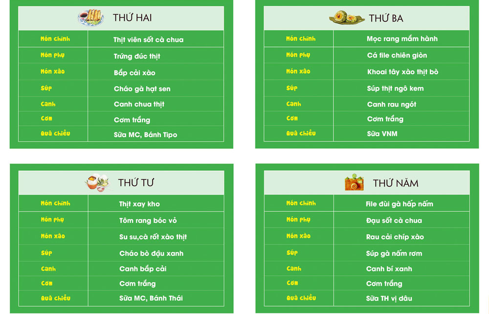 Thực đơn Tuần từ 27/11-01/12/2017